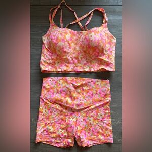 Aerie Floral Top and Biker Shorts Matching Set